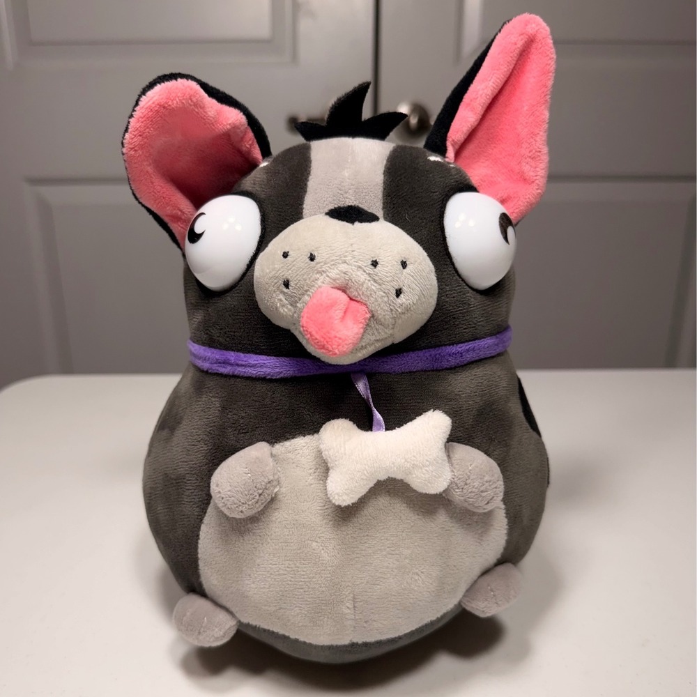 Good Stuff Frankie's French Bulldog Plush Bug Eyes Grey White Stuffed Animal 8"